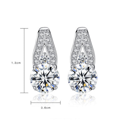 Sterling Silver Zircon Women's Stud Earrings-Jewearrings