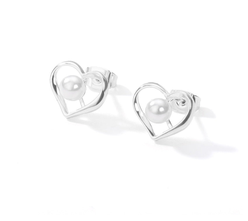 Pearl Love Hollow Earrings Stainless Steel Earrings-Jewearrings