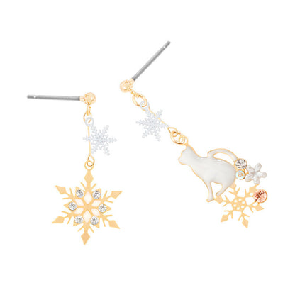 Cat Resin Ear Clip Temperament Simple Snowflake Earrings-Jewearrings