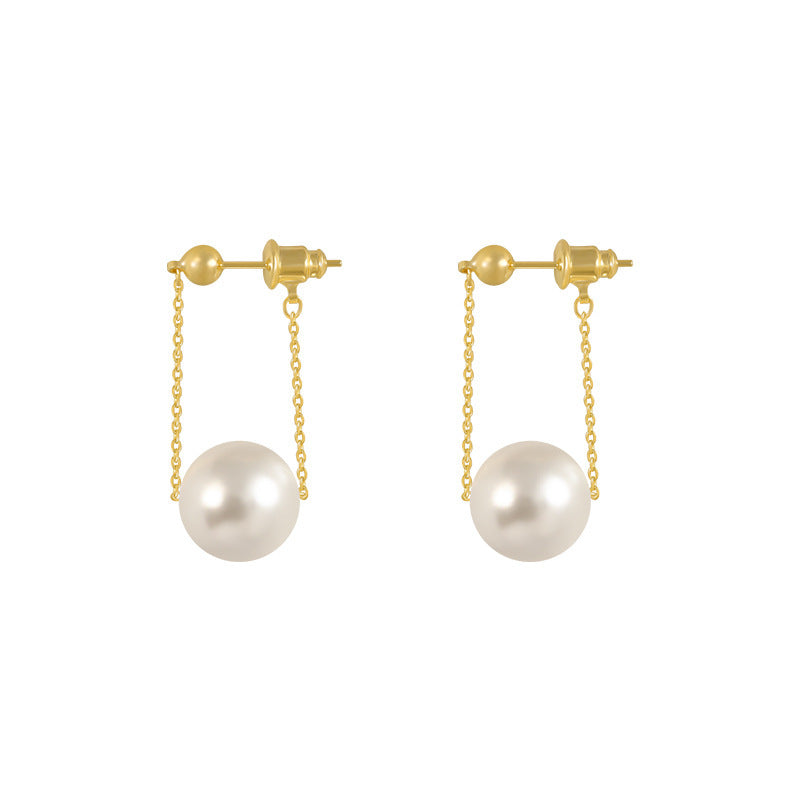 Pearl Back Hanging Short Earrings-Jewearrings