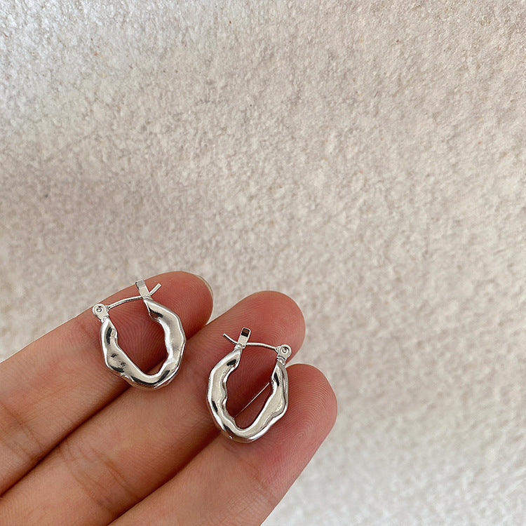 Vintage Irregular Metal Ear Hoop Earrings-Jewearrings