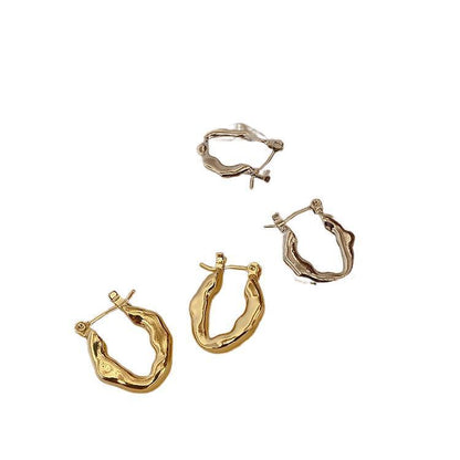 Vintage Irregular Metal Ear Hoop Earrings-Jewearrings