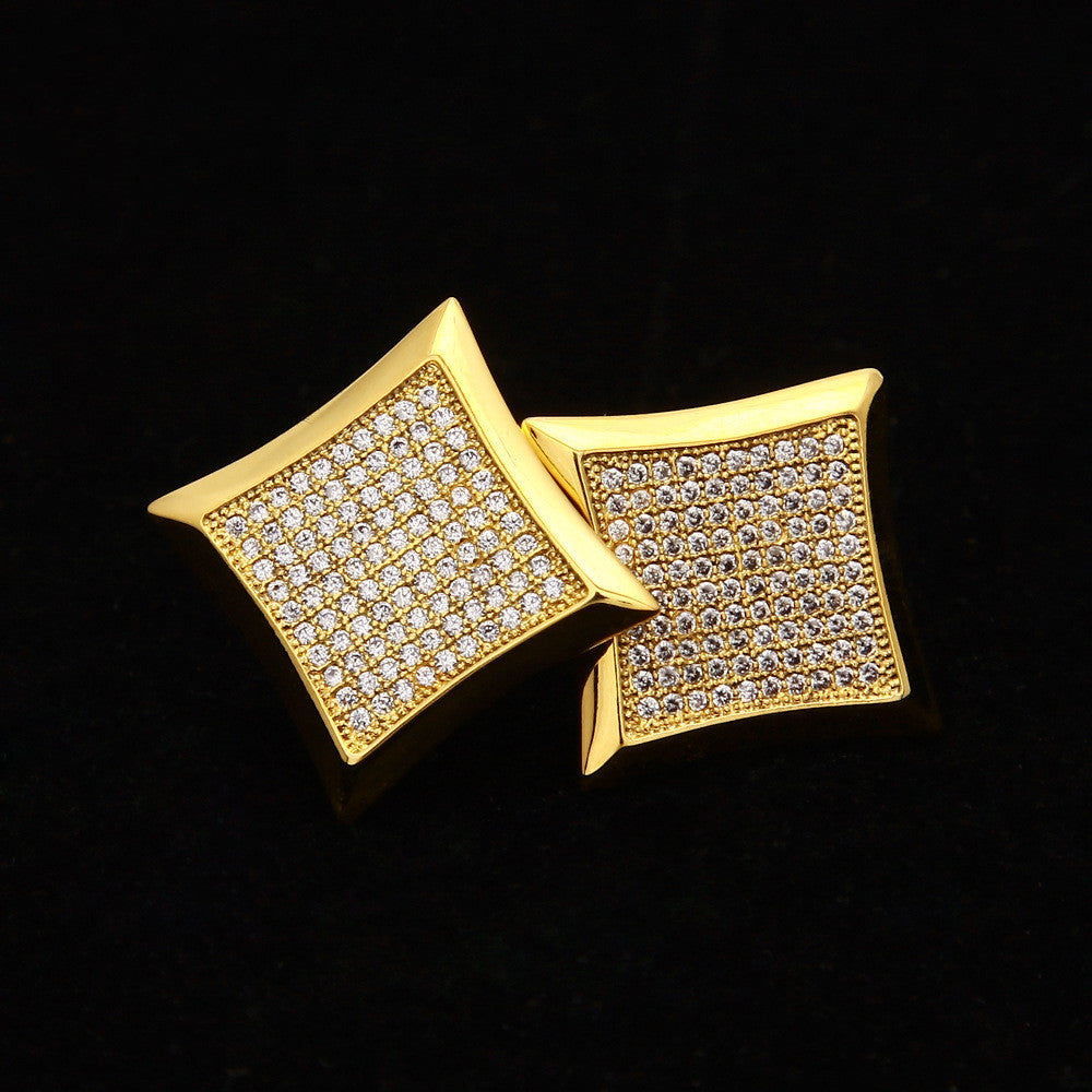 Men's Hip Hop Micro AAA Zircon Large Stud Earrings 200 CZstone Stud Ear Studs-Jewearrings