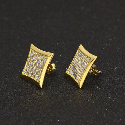 Men's Hip Hop Micro AAA Zircon Large Stud Earrings 200 CZstone Stud Ear Studs-Jewearrings