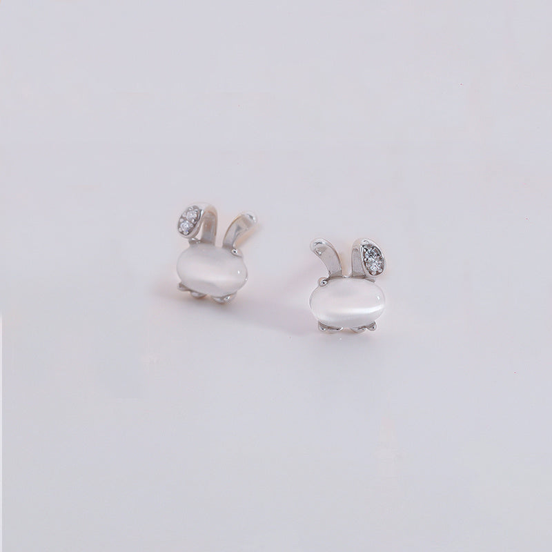 Sterling Silver Petite Rabbit Earrings Women's Light Luxury Exquisite Earrings-Jewearrings