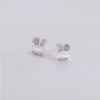 Sterling Silver Petite Rabbit Earrings Women's Light Luxury Exquisite Earrings-Jewearrings