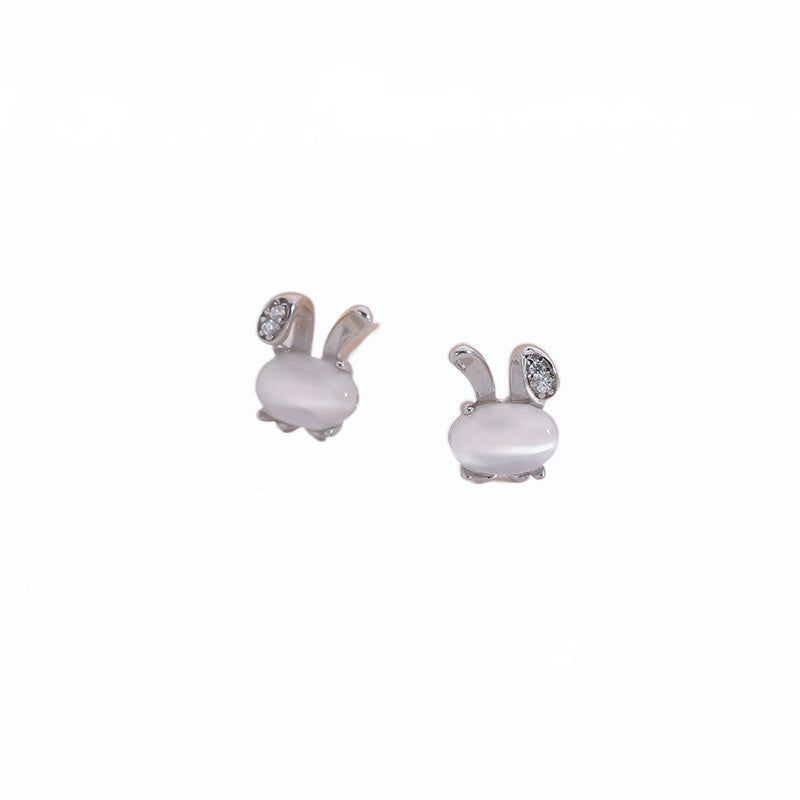 Sterling Silver Petite Rabbit Earrings Women's Light Luxury Exquisite Earrings-Jewearrings