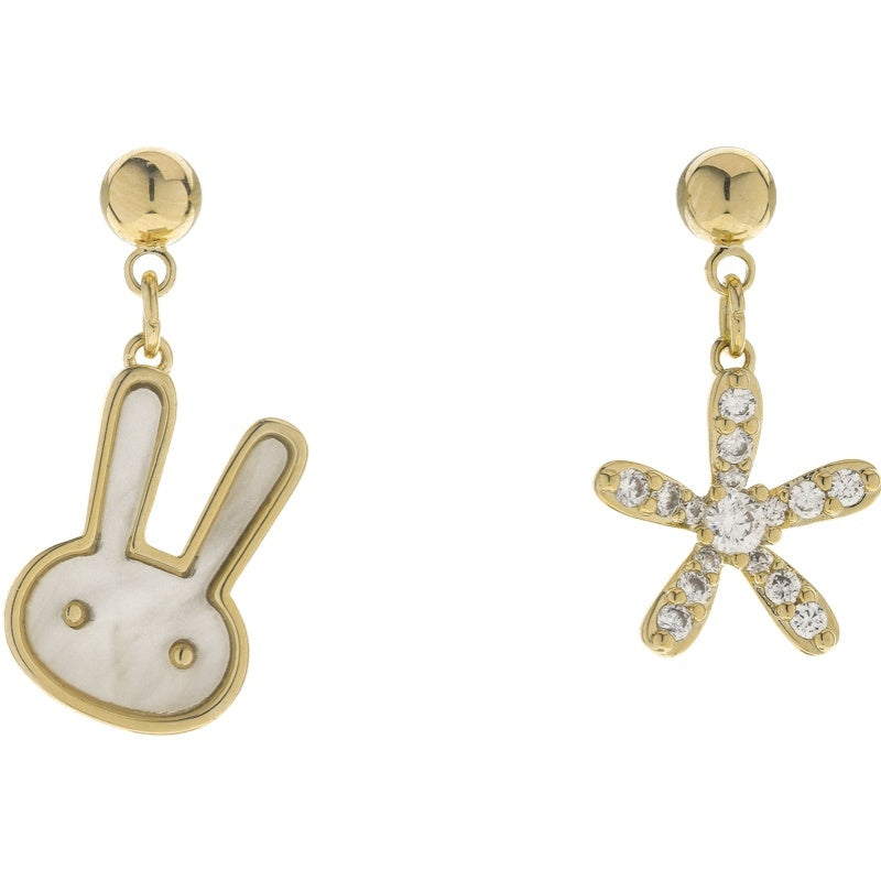 Cute Asymmetric Bunny Earrings Niche Ear Clip-Jewearrings