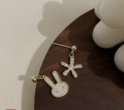 Cute Asymmetric Bunny Earrings Niche Ear Clip-Jewearrings