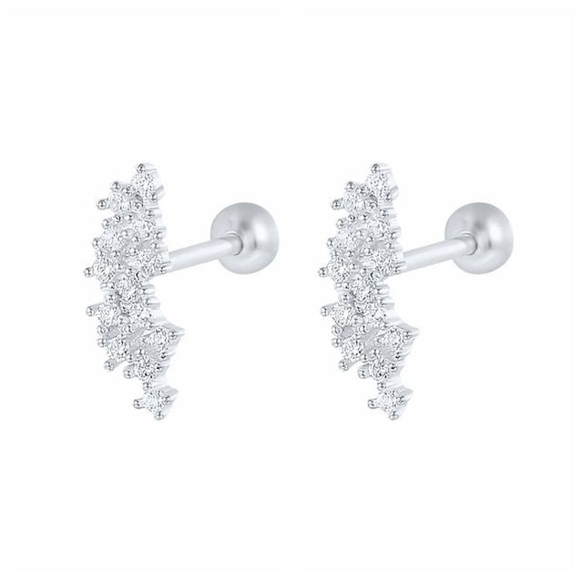 New 1 Pair Real 925 Sterling Silver Stud Earrings For-Jewearrings