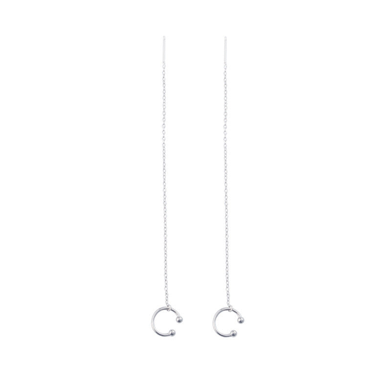 Minimalist Long Tassel Threader Stud Earrings For Women-Jewearrings