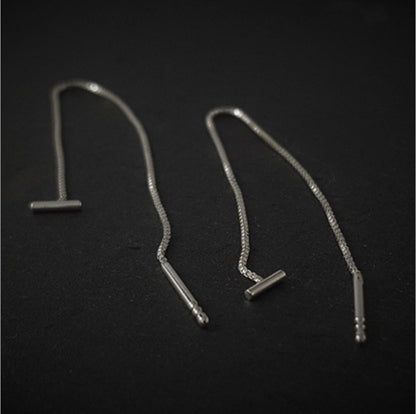 Minimalist Long Tassel Threader Stud Earrings For Women-Jewearrings