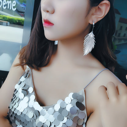 Leaves Hollowed Out Pearl Earrings Women''s New Korean Temperament-Jewearrings