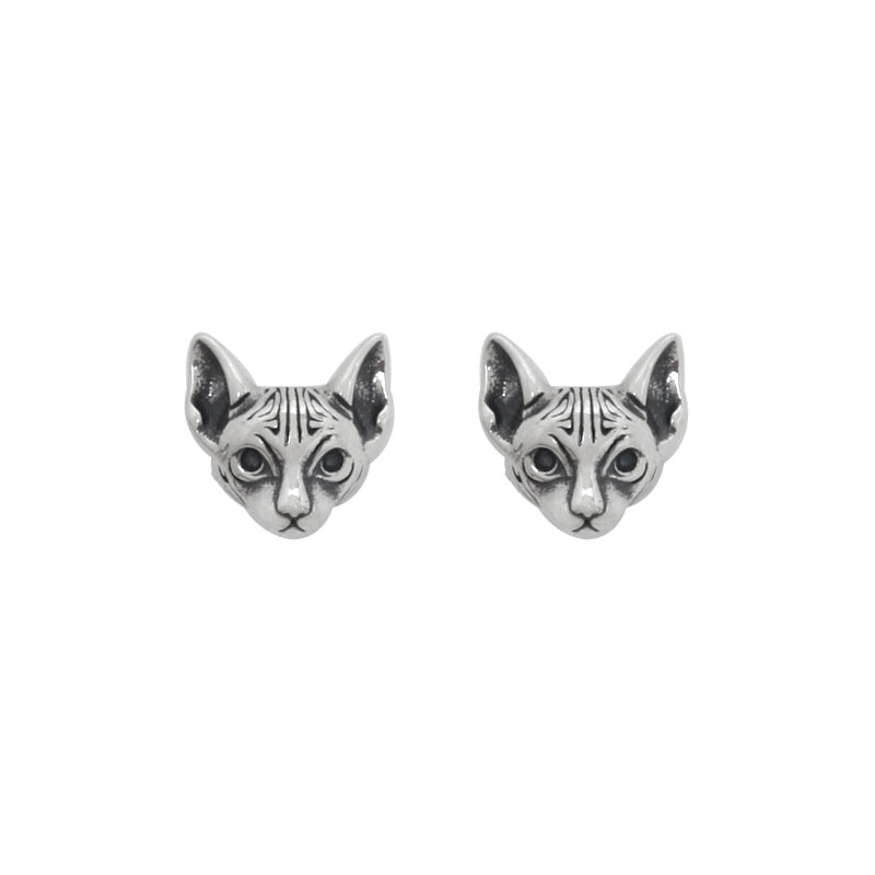 Vintage Cat S925 Sterling Silver Cold Style Sphinx Earrings-Jewearrings