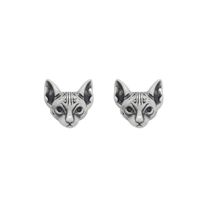 Vintage Cat S925 Sterling Silver Cold Style Sphinx Earrings-Jewearrings