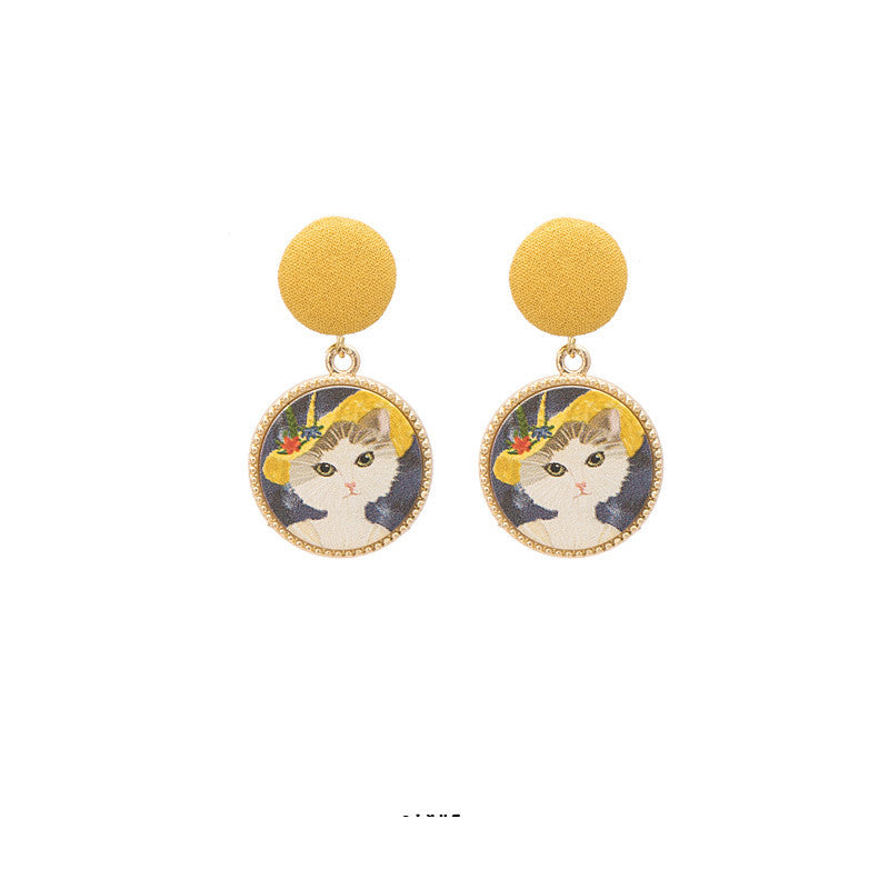 IPINK Retro Hong Kong Flavor 925 Sterling Silver Cat Vintage Girl Personality Earrings Without Pierced Female Ear Clip 342-Jewearrings