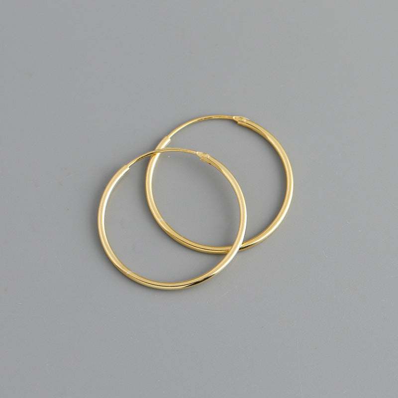 Simple Fashion Personality Circle Shape Light Body S925 Sterling Silver Ear Hoop Earrings-Jewearrings