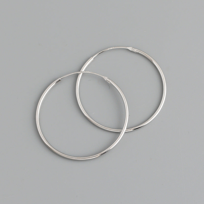 Simple Fashion Personality Circle Shape Light Body S925 Sterling Silver Ear Hoop Earrings-Jewearrings