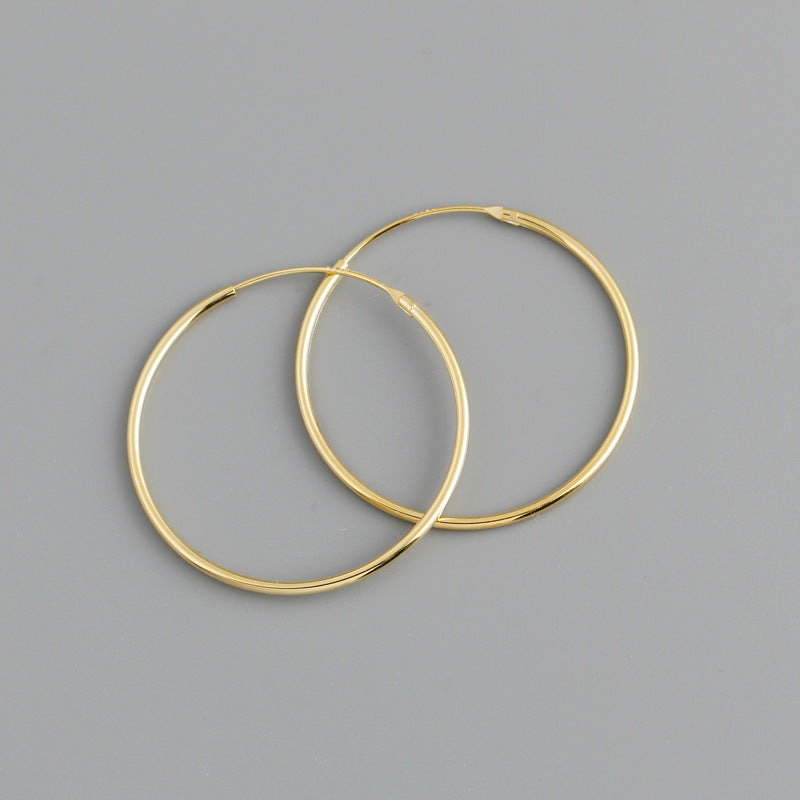 Simple Fashion Personality Circle Shape Light Body S925 Sterling Silver Ear Hoop Earrings-Jewearrings