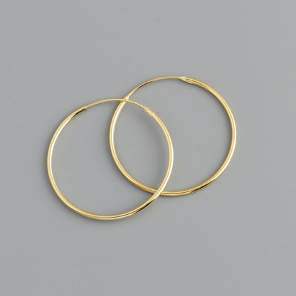 Simple Fashion Personality Circle Shape Light Body S925 Sterling Silver Ear Hoop Earrings-Jewearrings