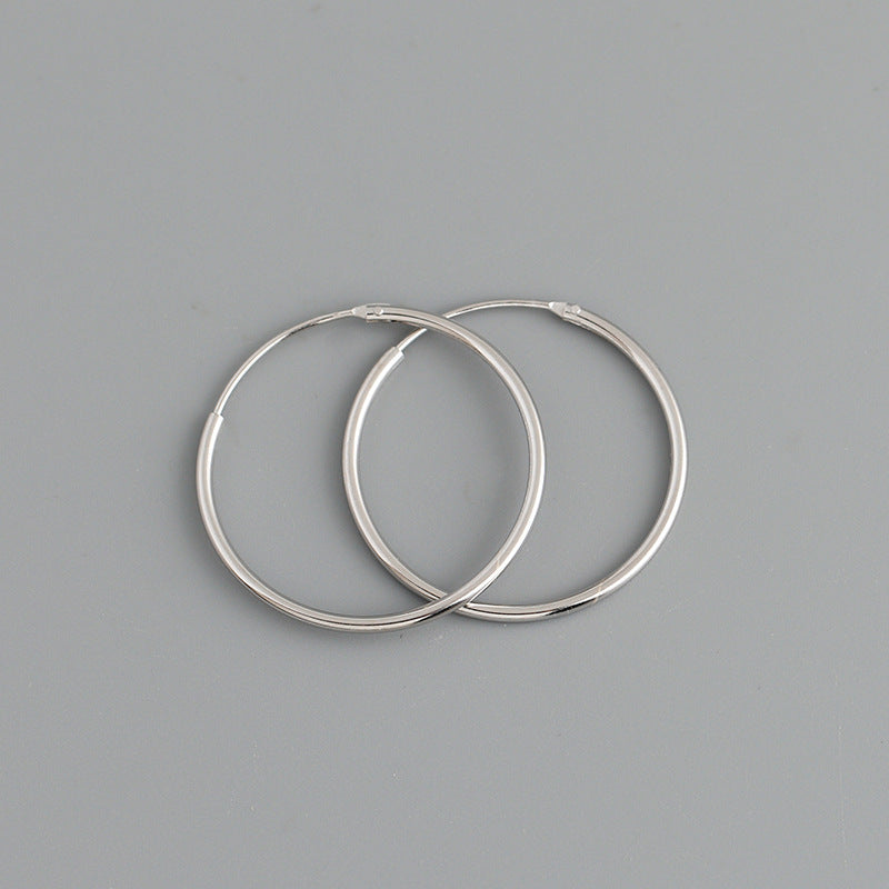 Simple Fashion Personality Circle Shape Light Body S925 Sterling Silver Ear Hoop Earrings-Jewearrings