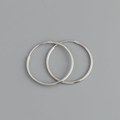 Simple Fashion Personality Circle Shape Light Body S925 Sterling Silver Ear Hoop Earrings-Jewearrings