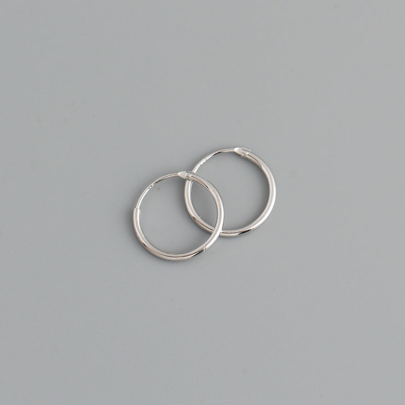 Simple Fashion Personality Circle Shape Light Body S925 Sterling Silver Ear Hoop Earrings-Jewearrings