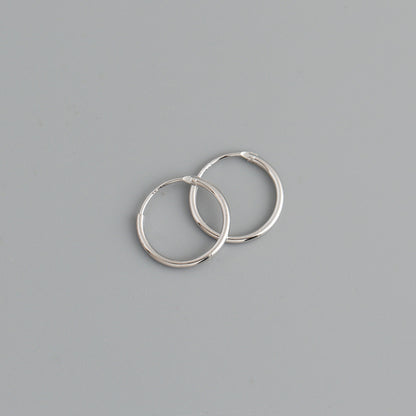 Simple Fashion Personality Circle Shape Light Body S925 Sterling Silver Ear Hoop Earrings-Jewearrings