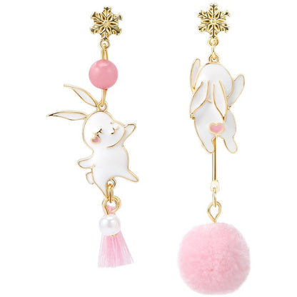 Original Bunny Earrings Ear Clip Earrings Without Pierced Female Hair Ball-Jewearrings