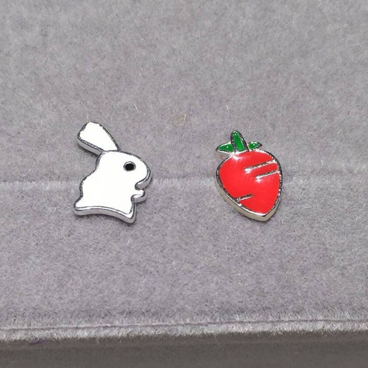 S925 Sterling Silver Rabbit Radish Personality Simple Student Asymmetric Earrings-Jewearrings