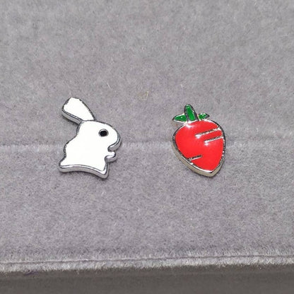 S925 Sterling Silver Rabbit Radish Personality Simple Student Asymmetric Earrings-Jewearrings