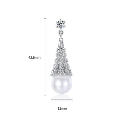 Zircon Korean Pearl Female Earrings-Jewearrings