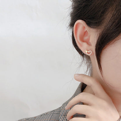 Silver Love Rabbit Stud Earrings-Jewearrings