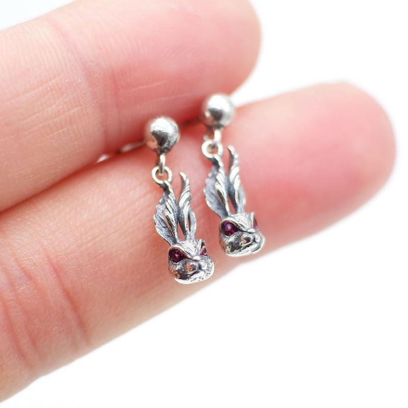 Vintage Thai Silver Small Animal Ear Bone Stud Earrings Earrings Earrings-Jewearrings