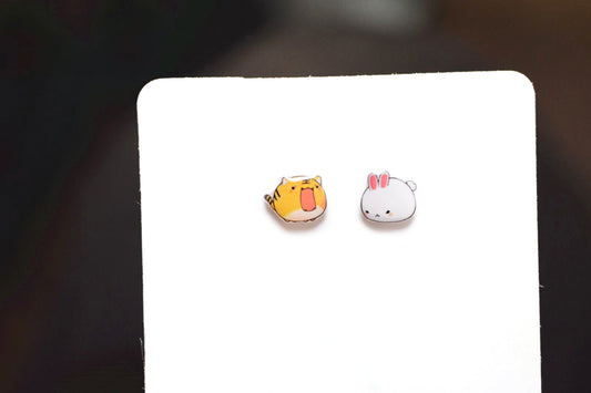 Cartoon Bunny Tiger Cute Super Cute Ear Clip Without Pierced Pure Silver Stud Earrings-Jewearrings