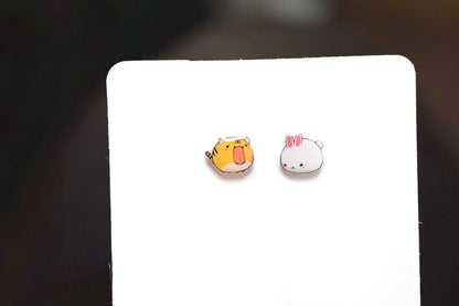 Cartoon Bunny Tiger Cute Super Cute Ear Clip Without Pierced Pure Silver Stud Earrings-Jewearrings