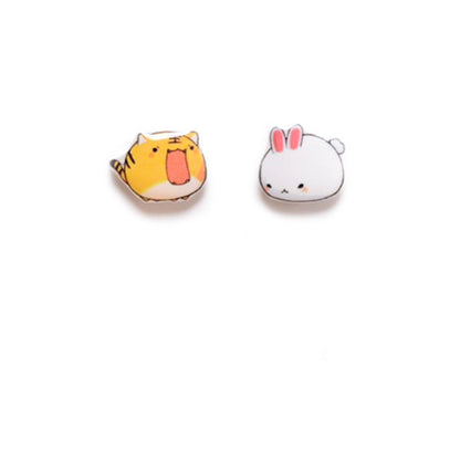 Cartoon Bunny Tiger Cute Super Cute Ear Clip Without Pierced Pure Silver Stud Earrings-Jewearrings