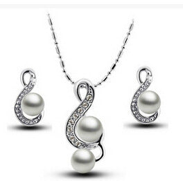 Korean Version Of Happy Notes, Pearl Crystal Clavicle Chain, All-match Party Necklace, Earrings 2-piece Set-Jewearrings