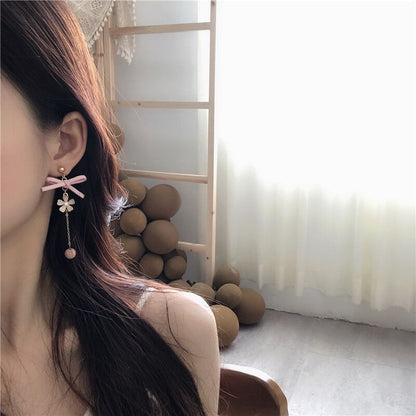 Sakura Bow Asymmetrical Earrings-Jewearrings