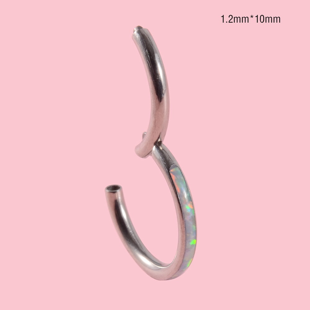 Stainless Steel Real Opal Piercing Jewelry Nose Ring Nose Ring Multifunctional Earrings-Jewearrings