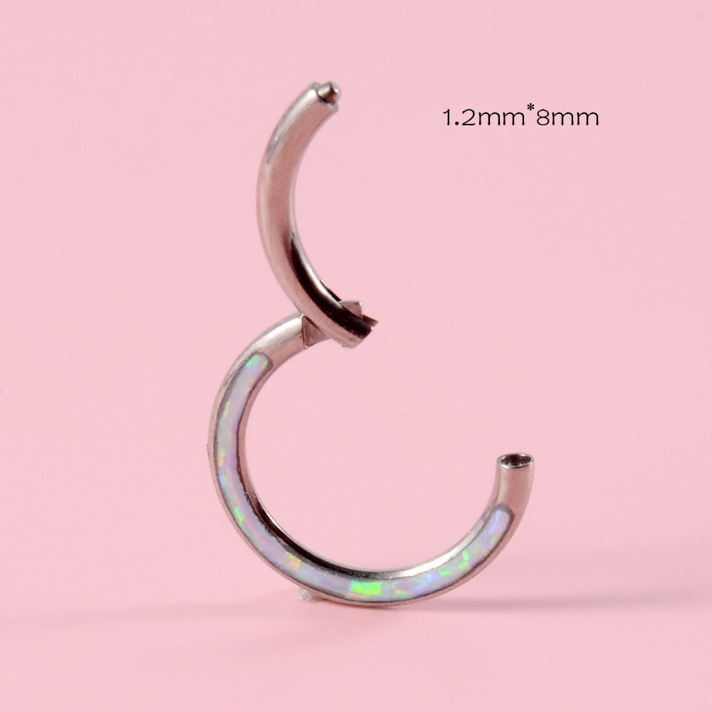 Stainless Steel Real Opal Piercing Jewelry Nose Ring Nose Ring Multifunctional Earrings-Jewearrings