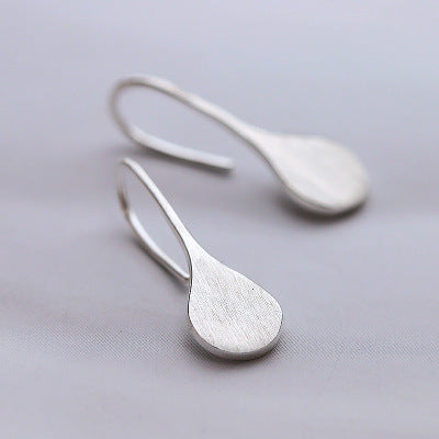 Designer Earrings Sterling Silver Brushed Drop Earrings Literary Temperament Ear Hook Gift Female-Jewearrings