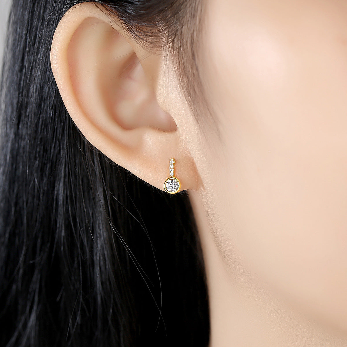 Simple S925 Sterling Silver Women'S Zircon Stud Earrings Exquisite Earrings-Jewearrings