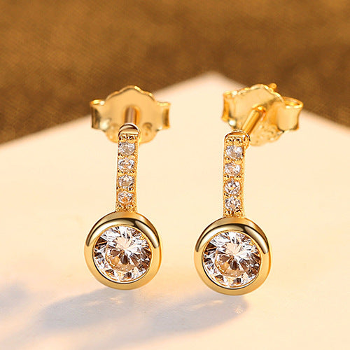 Simple S925 Sterling Silver Women'S Zircon Stud Earrings Exquisite Earrings-Jewearrings