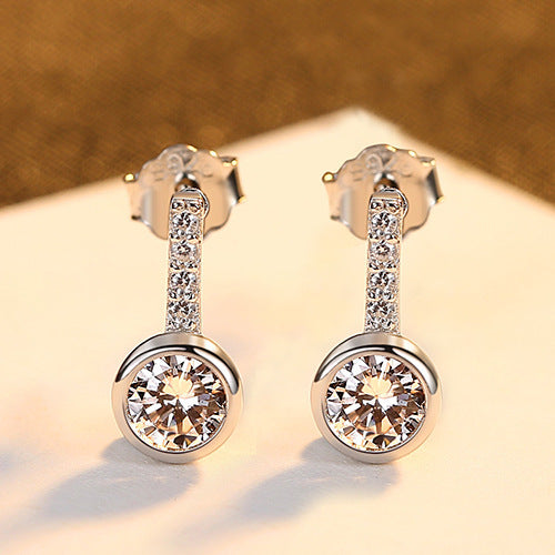 Simple S925 Sterling Silver Women'S Zircon Stud Earrings Exquisite Earrings-Jewearrings