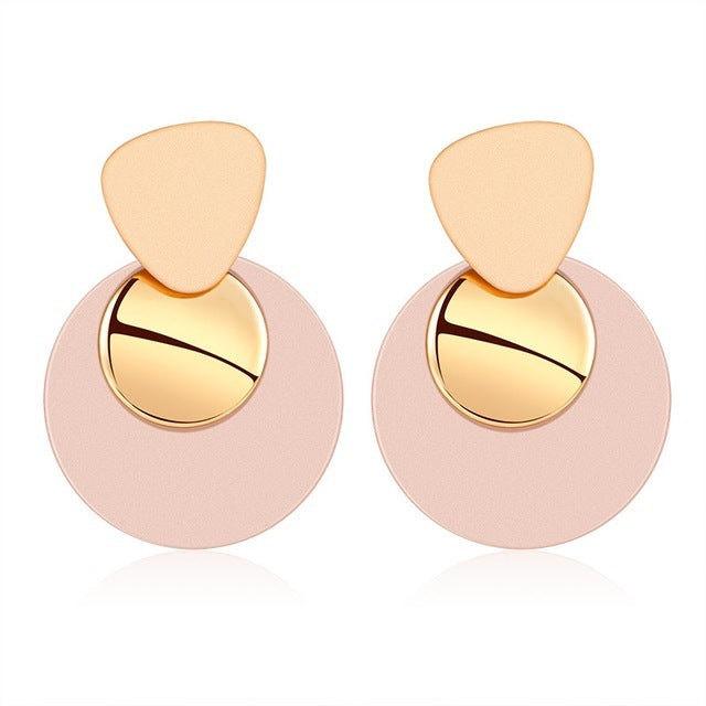 New Korean Statement Round Earrings For Women Geometric Gold Shell Fluff Dangle Drop Earrings Brincos Fashion Jewelry-Jewearrings