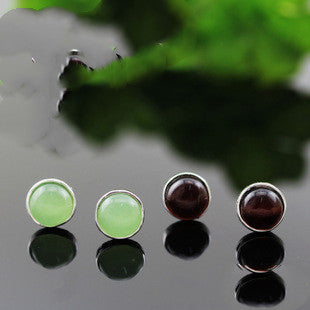 Sterling Silver Earrings Cat Eye Grape Color Fashionable And Exquisite-Jewearrings