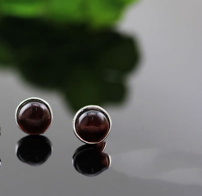 Sterling Silver Earrings Cat Eye Grape Color Fashionable And Exquisite-Jewearrings