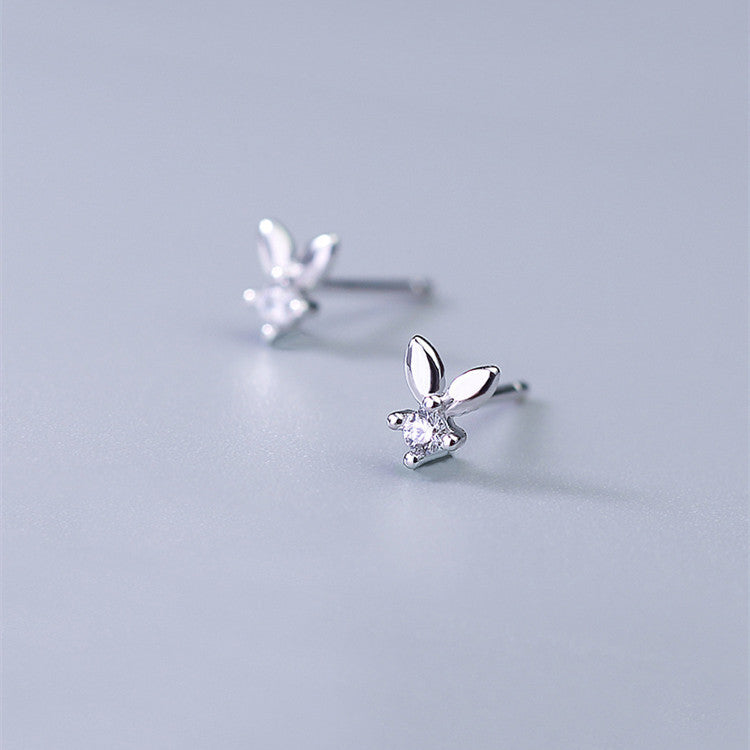 Sterling Silver Niche Net Celebrity Simple Cute Exquisite Earrings Mini Rabbit Earrings-Jewearrings