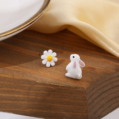 S925 Silver Needle Korean Simple Mini Cute Bunny Stud Earrings-Jewearrings